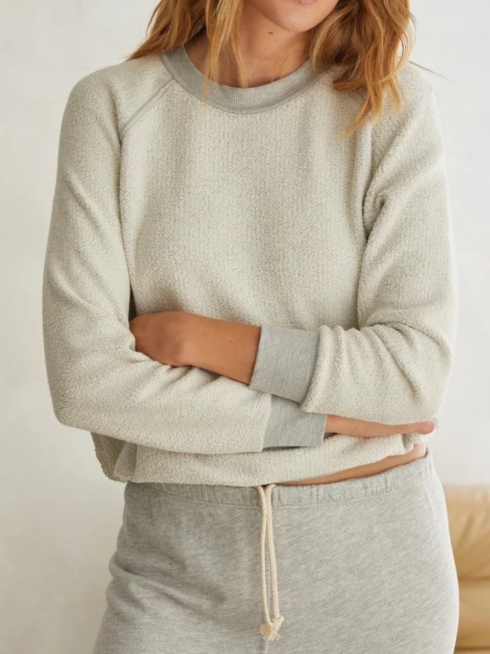 perfectwhitetee ziggy reverse fleece crew neck sweatshirt
